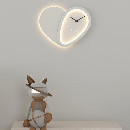 Round Clock Heart Iron Acrylic LED Wall Sconce Lamp