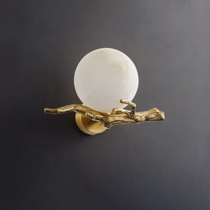 Luxury Brass Lucite Tree Branch 1-Light Wall Sconce Lamp