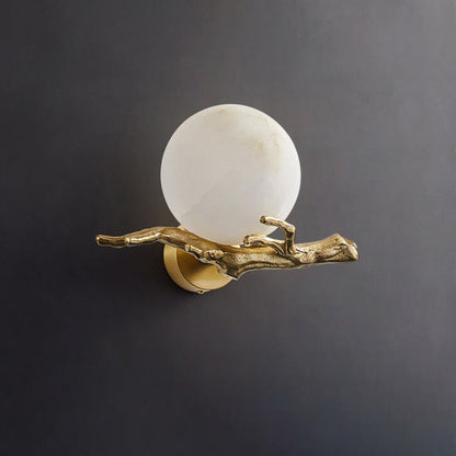 Luxury Brass Lucite Tree Branch 1-Light Wall Sconce Lamp