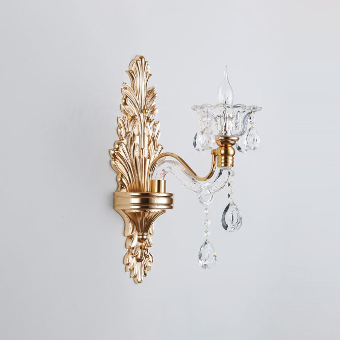 Crystal Flower Candlestick 1/2-Light Wall Sconce Lamp