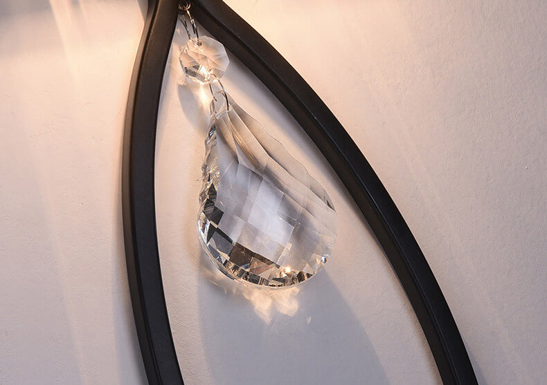 Crystal Half Column Oval Ring 2-Light Wall Sconce Lamp