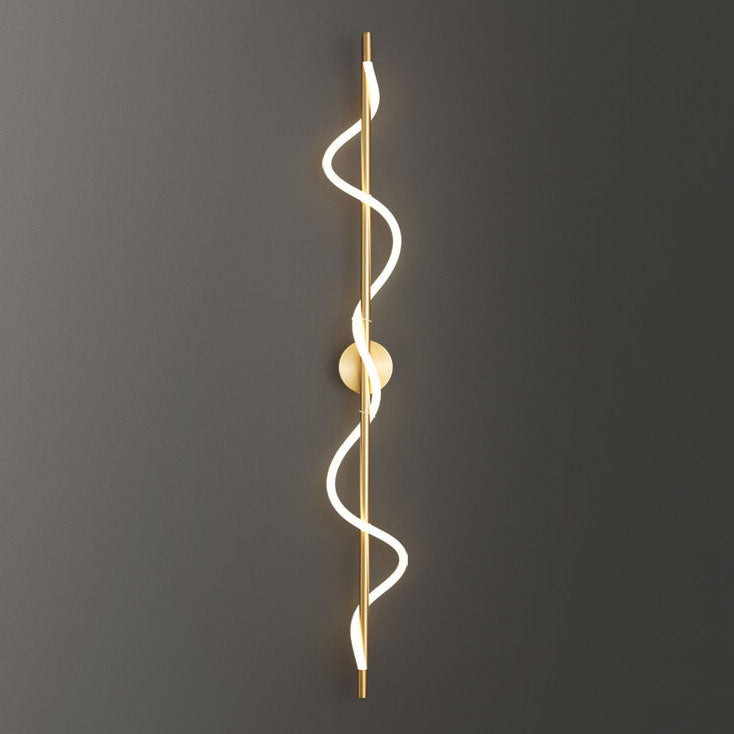 Copper-Plated Curve Long Bar Copper LED Wall Sconce Lamp