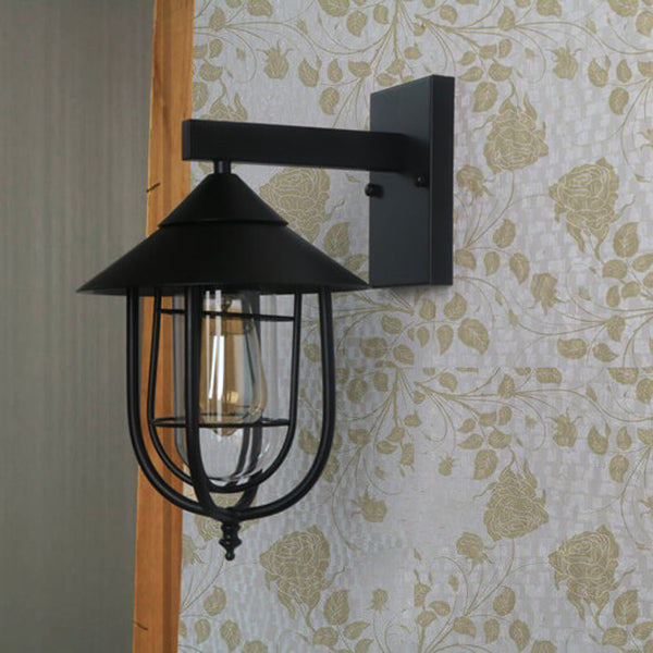 Iron Lantern Indoor Outdoor 1-Light Wall Sconce Lamp