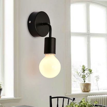 Modern Simplicity Bent Wood Iron 1-Light Wall Sconce Lamp