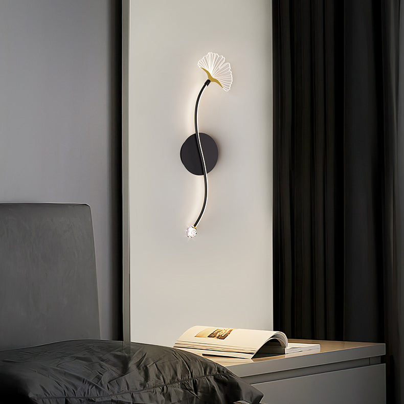 Iron Aluminum Acrylic Line Ginkgo Leaf LED Wall Sconce Lamp