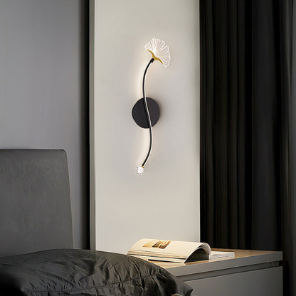 Iron Aluminum Acrylic Line Ginkgo Leaf LED Wall Sconce Lamp