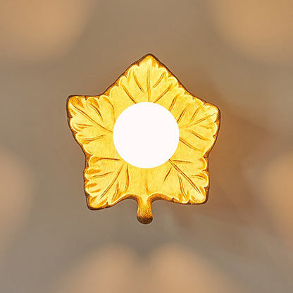 Creative Resin Glass Maple Leaf 1-Light Wall Sconce Lamp