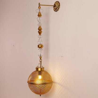 Iron Glass Skeletonized Ball 1-Light Wall Sconce Lamp