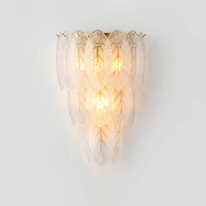 Light Feather Iron Glass 2/3-Light Wall Sconce Lamp