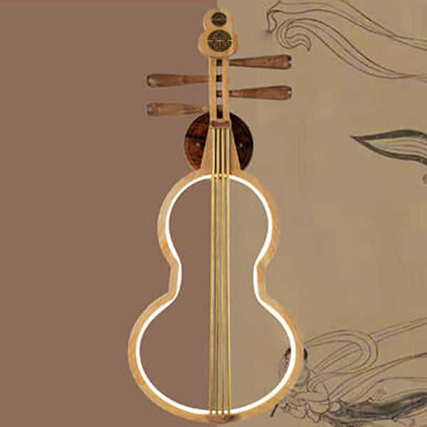 Chinese Pipa Instrument Zen Decoration LED Wall Sconce Lamp