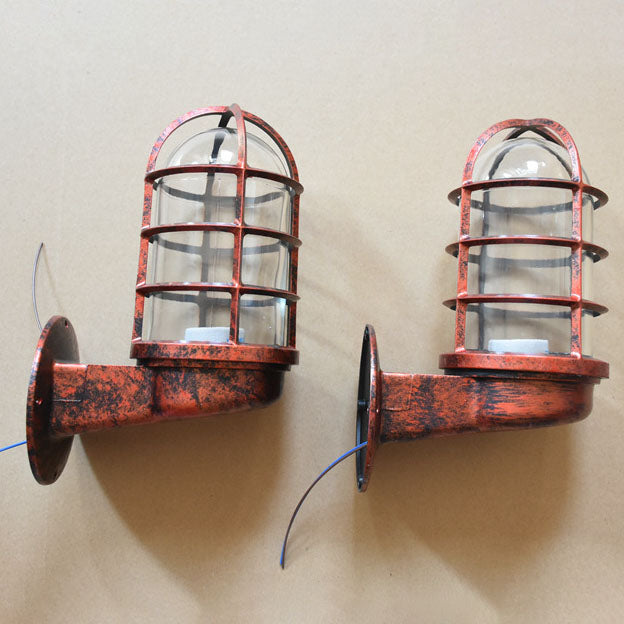 Colonial Cylinder Iron Glass 1-Light Wall Sconce Lamp