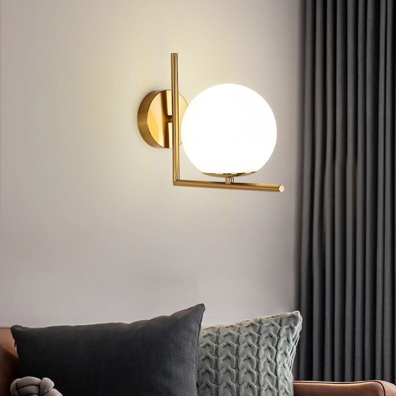 Scandinavian Round Ball Iron Glass 1-Light Wall Sconce Lamp