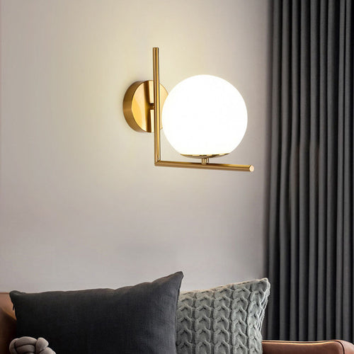 Scandinavian Round Ball Iron Glass 1-Light Wall Sconce Lamp