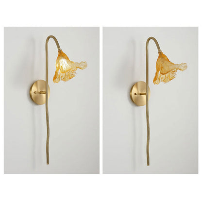 Chinese Lotus Glass Lamp Design 1-Light Wall Sconce Lamp