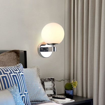 Minimal Round Head Iron Glass 1-Light Wall Sconce Lamp