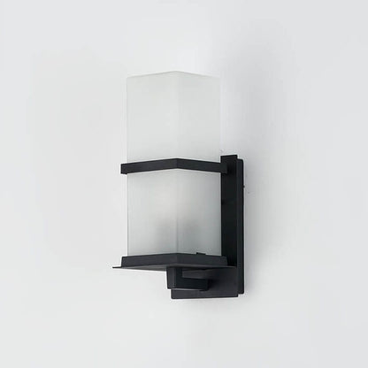 Outdoor Column Frosted Glass Shade 1-Light Wall Sconce Lamp