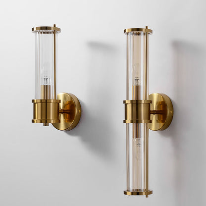 Cylindrical Iron Glass 1/2 Light Wall Sconce Lamp