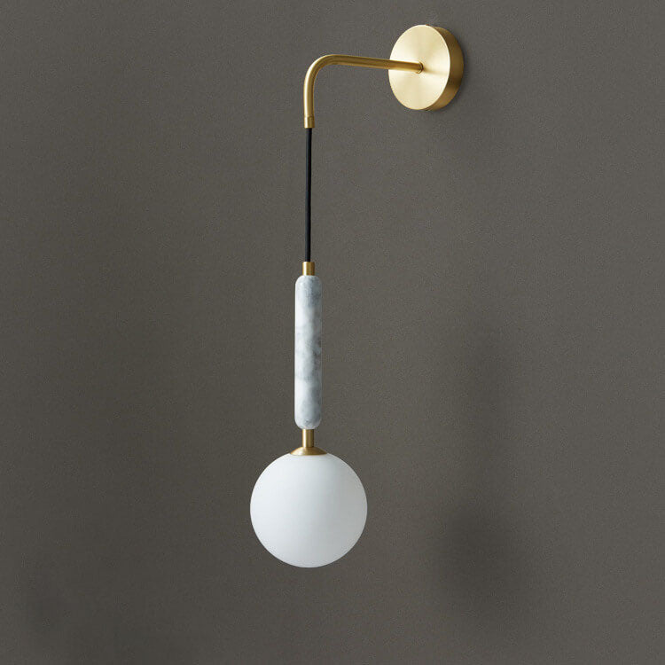Ball Shade Marble Arm Hanging 1-Light Wall Sconce Lamp