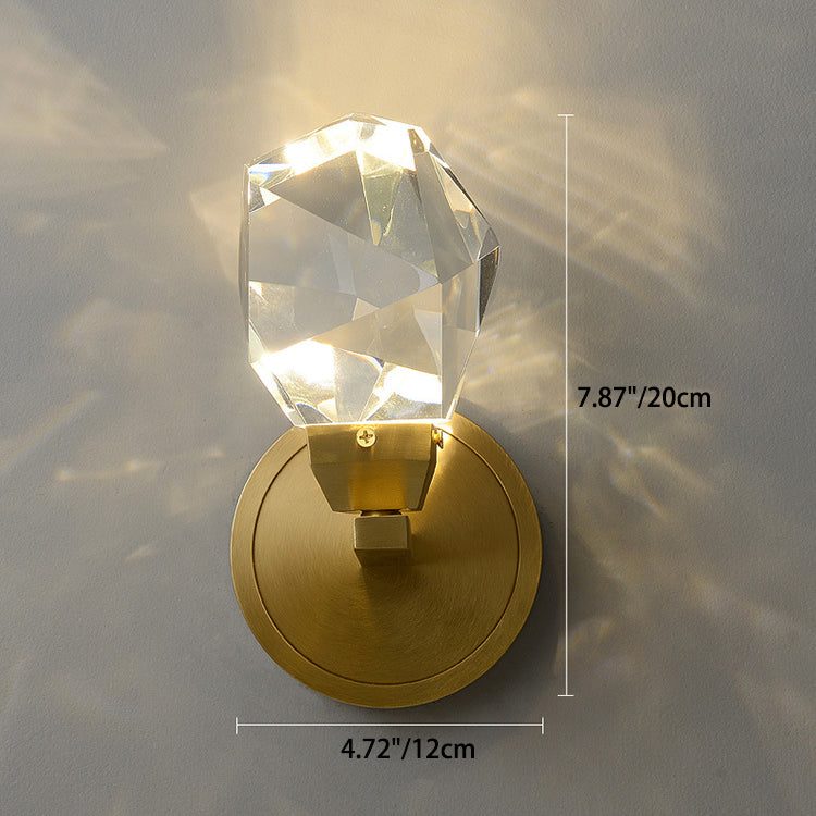 Luxury Full Copper Crystal Stone LED Wall Sconce Lamp