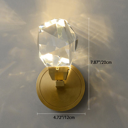 Luxury Full Copper Crystal Stone LED Wall Sconce Lamp