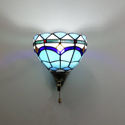 Tiffany Resin Glass Flower Shape 1-Light Wall Sconce Lamp