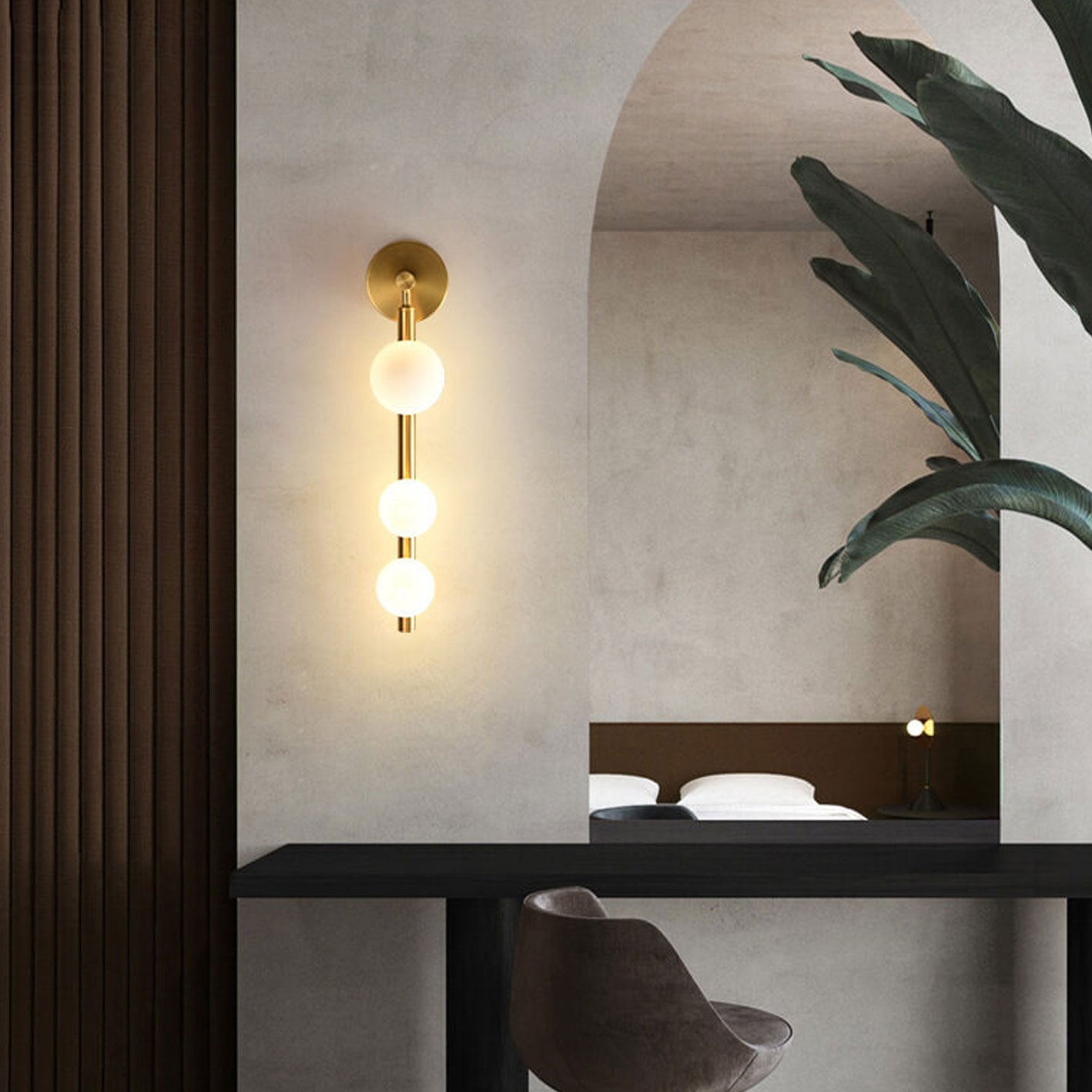 Light Luxury Bead String Design 3-Light Wall Sconce Lamp