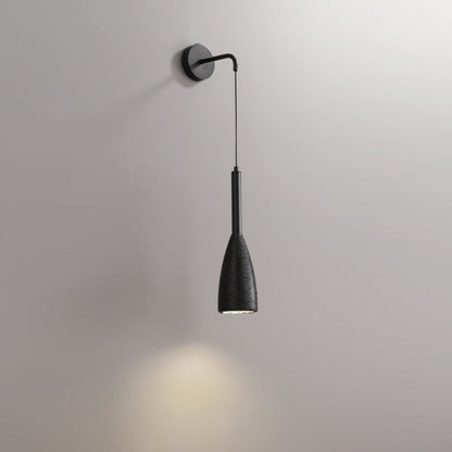 Cylindrical Black Travertine 1-Light Wall Sconce Lamp