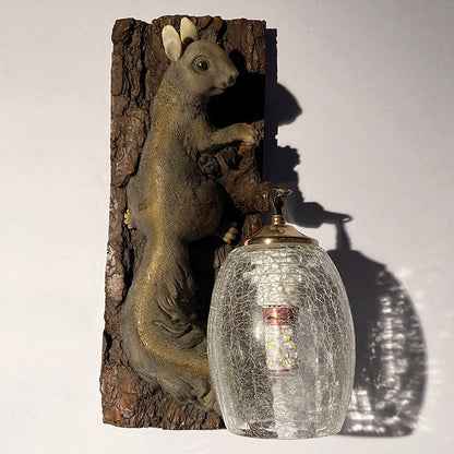 Resin Glass Squirrel Square 1-Light Wall Sconce Lamp