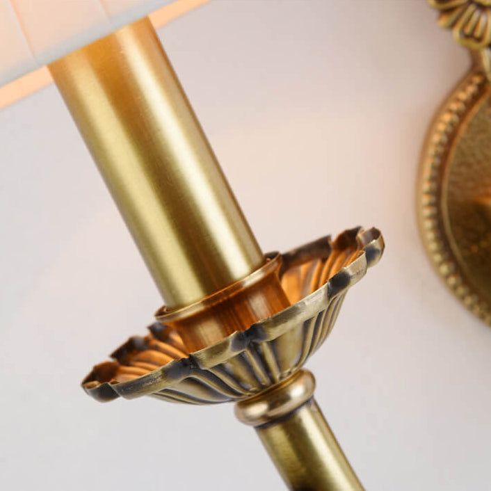 Scandinavian Full Brass Fabric 2-Light Wall Sconce Lamp