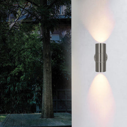 Stainless Steel Cylinder 2-Light Wall Sconce Lamp