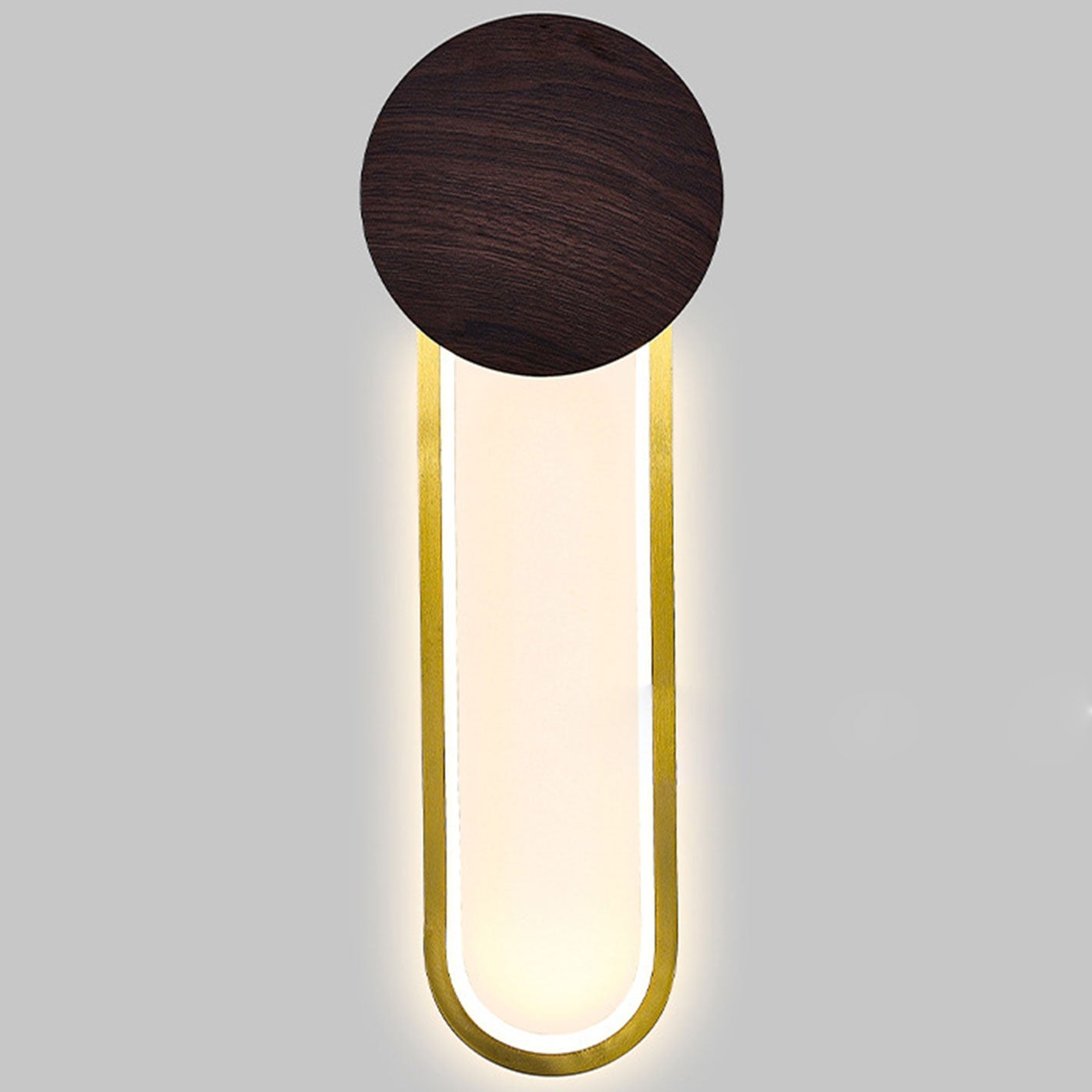 Wood Grain Round Wrought Iron LED Wall Sconce Lamp