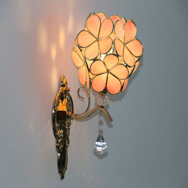 Tiffany Gold Frame Glass Metal 1-Light Wall Sconce Lamp