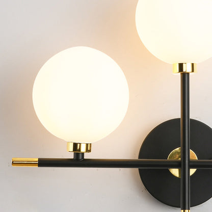 Scandinavian Glass Orb Iron 2-Light Wall Sconce Lamp
