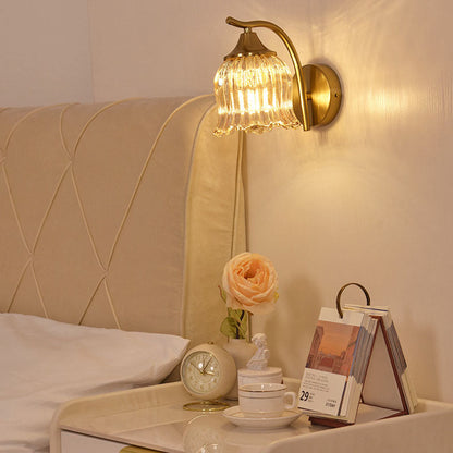 French Floral Hardware Glass 1-Light Wall Sconce Lamp