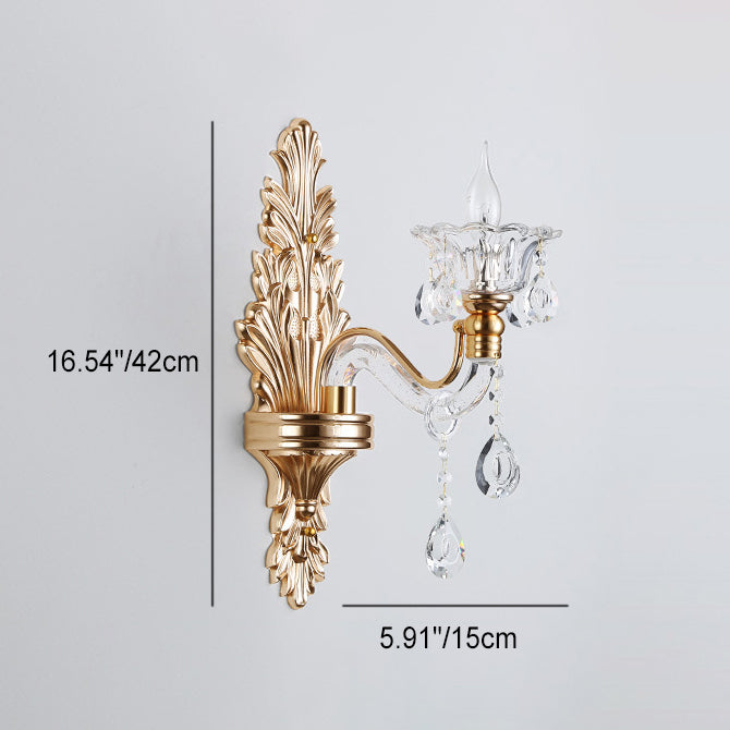 Crystal Flower Candlestick 1/2-Light Wall Sconce Lamp