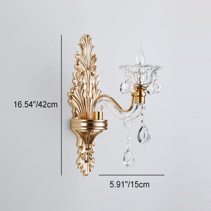 Crystal Flower Candlestick 1/2-Light Wall Sconce Lamp