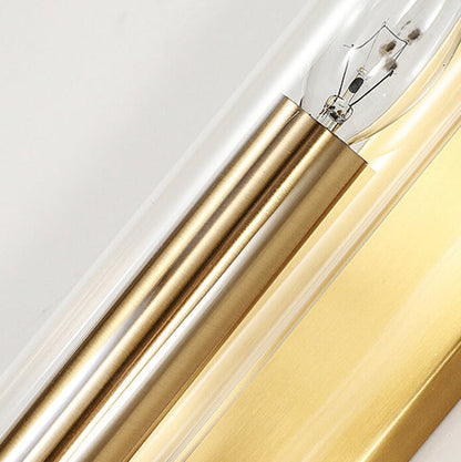 Golden Finish Frame Glass Cylinder LED Wall Sconce Lamp