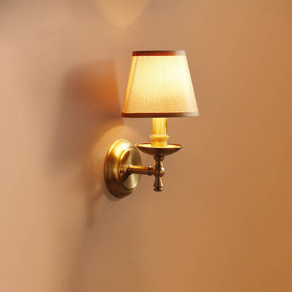 Trapezoidal Copper Fabric 1-Light Wall Sconce Lamp