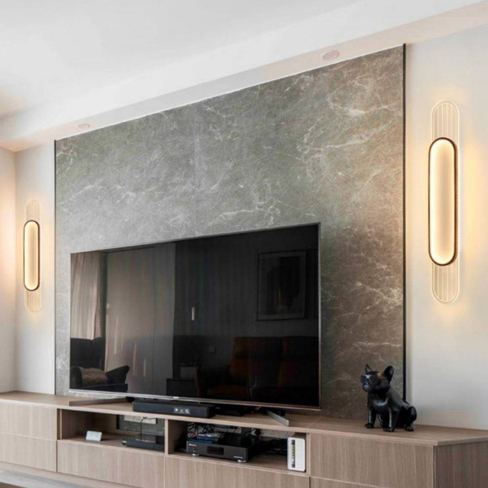 Nordic Iron Acrylic Strip Elliptical LED Wall Sconce Lamp