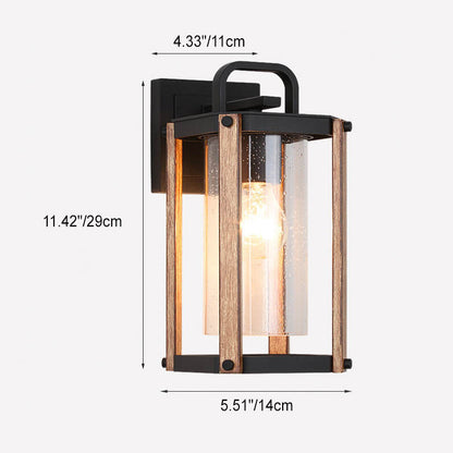 Simplicity Iron Glass 1-Light Outdoor Wall Sconce Lamp