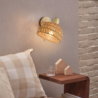Farmhouse Weaving Hollow Out Dome 1-Light Wall Sconce Lamp