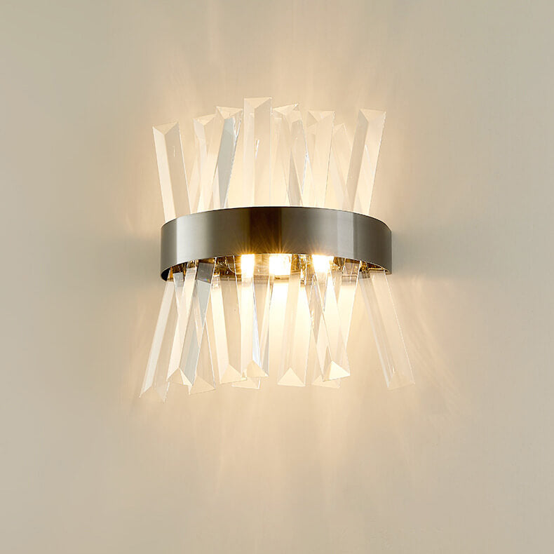 Light Luxury Crystal Strip Design 2-Light Wall Sconce Lamp