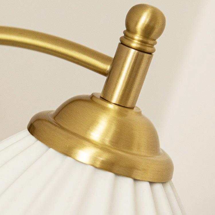 French Flower Shade Solid Wood Base 1-Light Wall Sconce