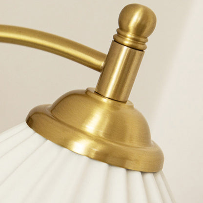 French Flower Shade Solid Wood Base 1-Light Wall Sconce