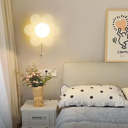 Modern Minimalist Cream Flower Resin LED Wall Sconce Lamp