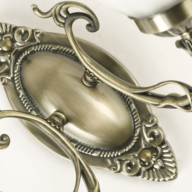 European Iron Glass Flower 2-Light Wall Sconce Lamp