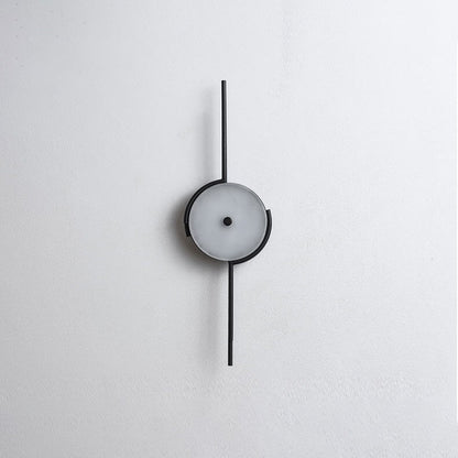 Light Geometric Round Clock Design 1-Light Wall Sconce Lamp