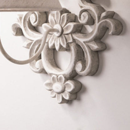 Carved Cylinder Solid Wood Fabric 1-Light Wall Sconce Lamp