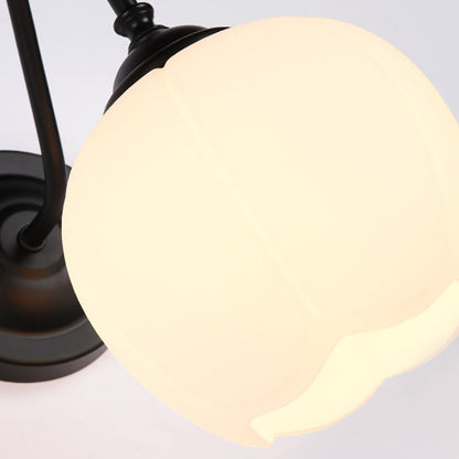 Minimalist Floral Iron Glass 1-Light Wall Sconce Lamp