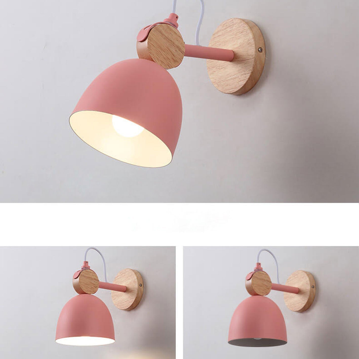 Nordic Macaron Dome Log 1-Light Rotatable Wall Sconce Lamp